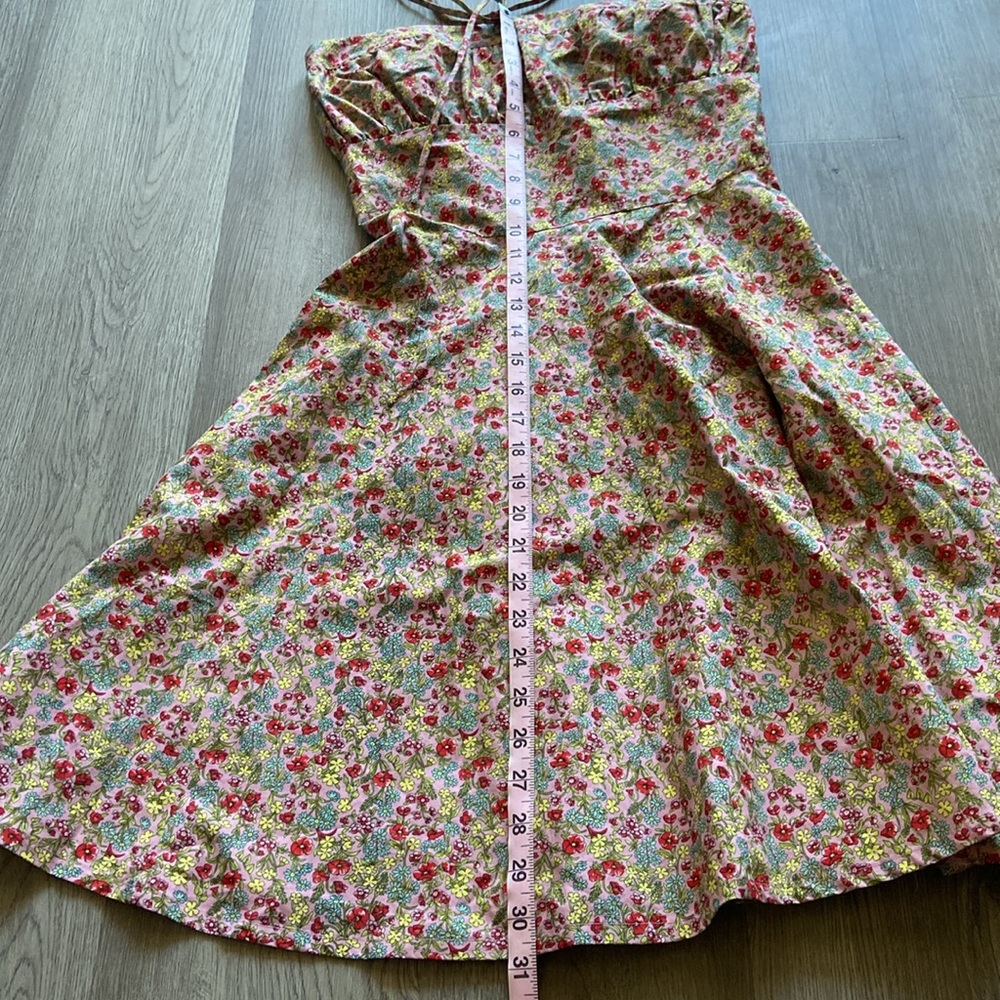 vintage Betsey Johnson pink floral cotton strapless coquette sundress Size 6 - Picture 13 of 15